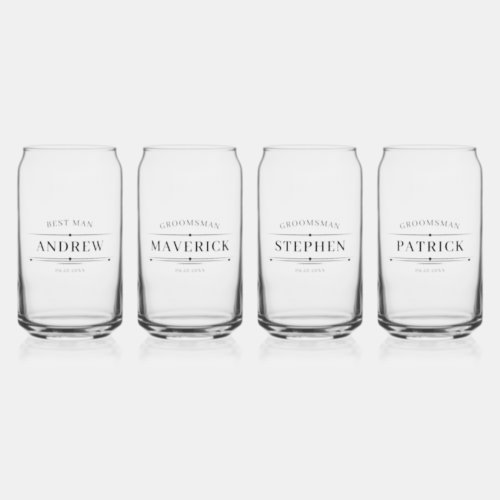 Modern Groomsmen Gift Vintage Elegant Best Man Can Glass