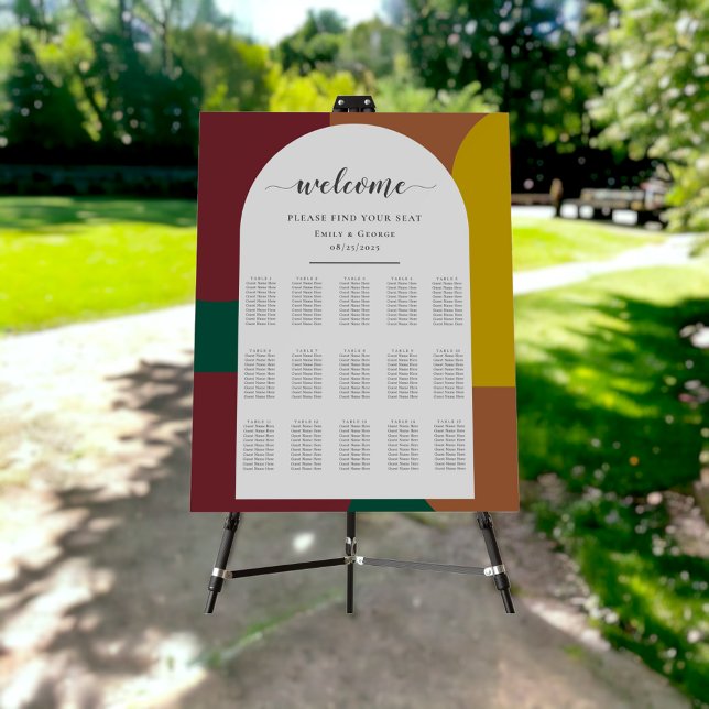 Modern Groovy 70's Colorful Wedding Seating Chart Foam Board (Creator Uploaded)