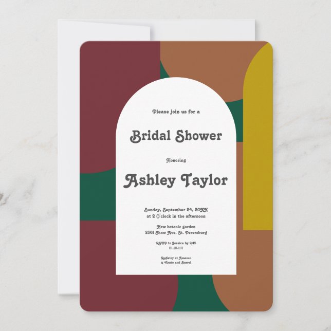 Modern Groovy 70's Retro Abstract Bridal Shower Invitation (Front)