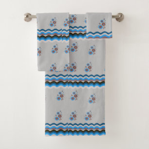 Modern groovy and floral  bath towel set