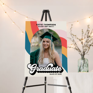 Modern Groovy Boho Retro 70s Welcome Graduation Foam Board
