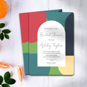 Modern Groovy Colorful Abstract Bridal Shower Invitation
