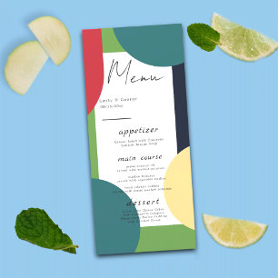 Modern Groovy Colorful Abstract Chic Retro Wedding Menu