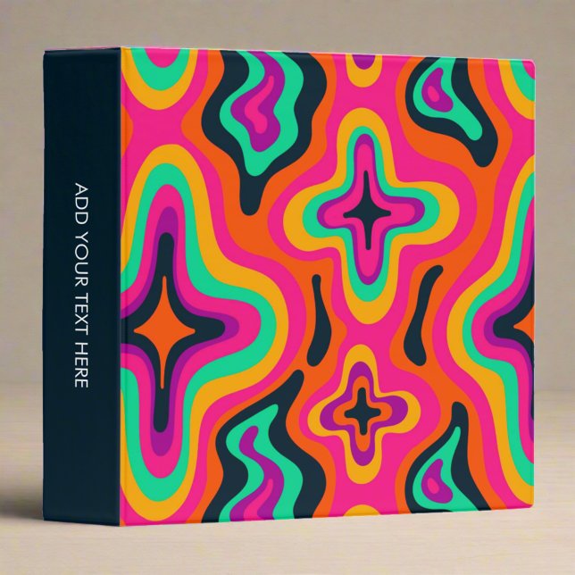 Modern Groovy Colorful Retro Abstract Boho 3 Ring Binder (Creator Uploaded)