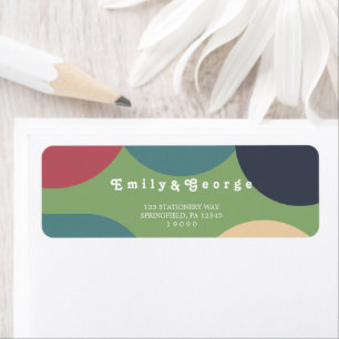 Modern Groovy Colorful Retro Return Address Label