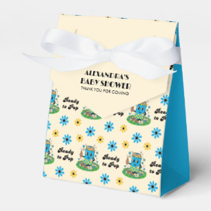 Modern Groovy Daisy Blue Yellow She's Ready to Pop Favor Boxes