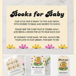 Modern Groovy Daisy Pink Yellow She's Ready to Pop Enclosure Card