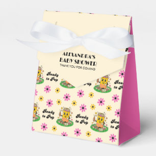 Modern Groovy Daisy Pink Yellow She's Ready to Pop Favor Boxes