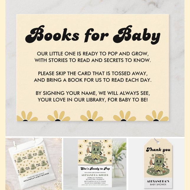 Modern Groovy Daisy Sage Green She's Ready to Pop Enclosure Card (Creator Uploaded)
