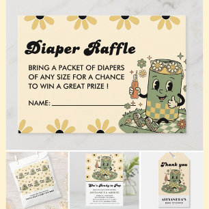 Modern Groovy Daisy Sage Green She's Ready to Pop Enclosure Card