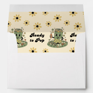 Modern Groovy Daisy Sage Green She's Ready to Pop Envelope