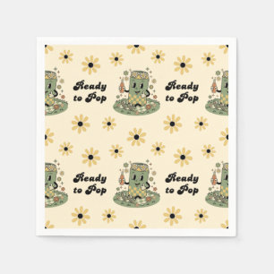 Modern Groovy Daisy Sage Green She's Ready to Pop Napkins