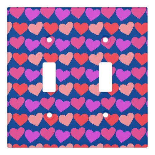 Modern Groovy Pink Red Hearts Pattern Valentines Light Switch Cover