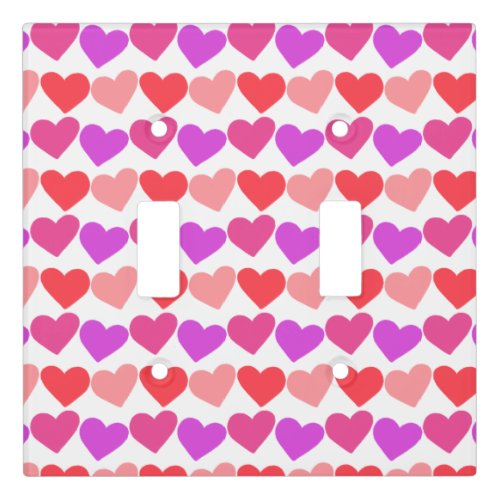 Modern Groovy Pink Red Hearts Pattern Valentines Light Switch Cover