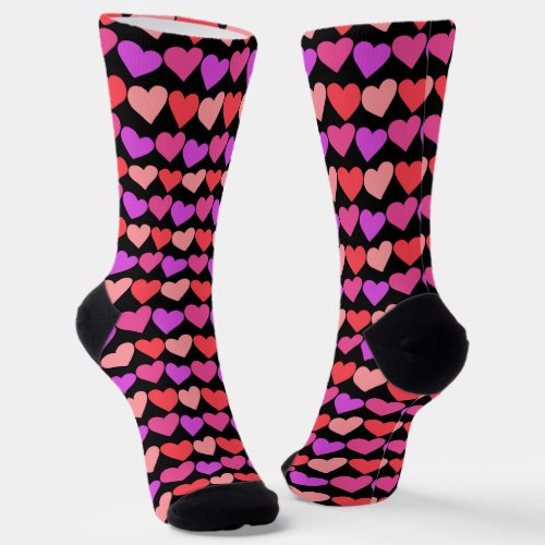 Modern Groovy Pink Red Hearts Pattern Valentines Socks