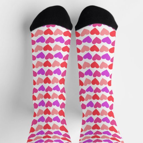 Modern Groovy Pink Red Hearts Pattern Valentines Socks