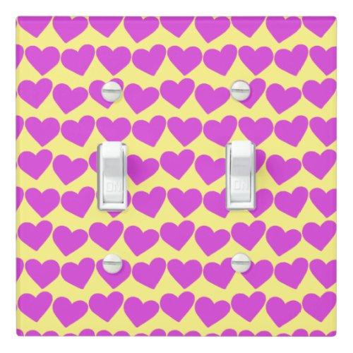 Modern Groovy Purpl Hearts Pattern Valentines Cute Light Switch Cover