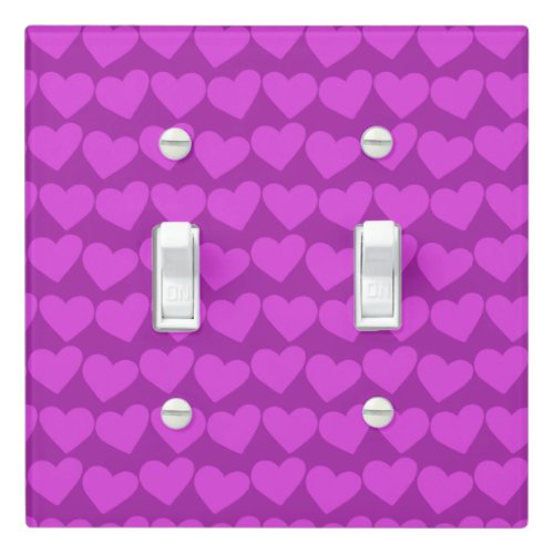 Modern Groovy Purpl Hearts Pattern Valentines Cute Light Switch Cover