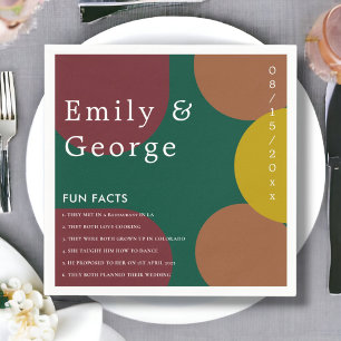 Modern Groovy Retro 70's Colorful Abstract Wedding Napkins