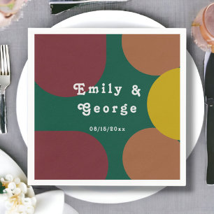 Modern Groovy Retro 70's Trendy Abstract Wedding Napkins