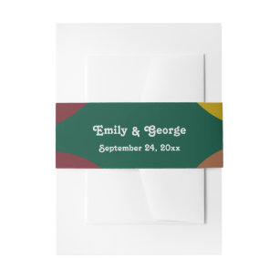 Modern Groovy Retro Colorful Abstract Wedding Invitation Belly Band