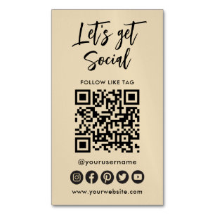 Modern Groovy Social Media QR Code Connect With Us Business Card Magnet