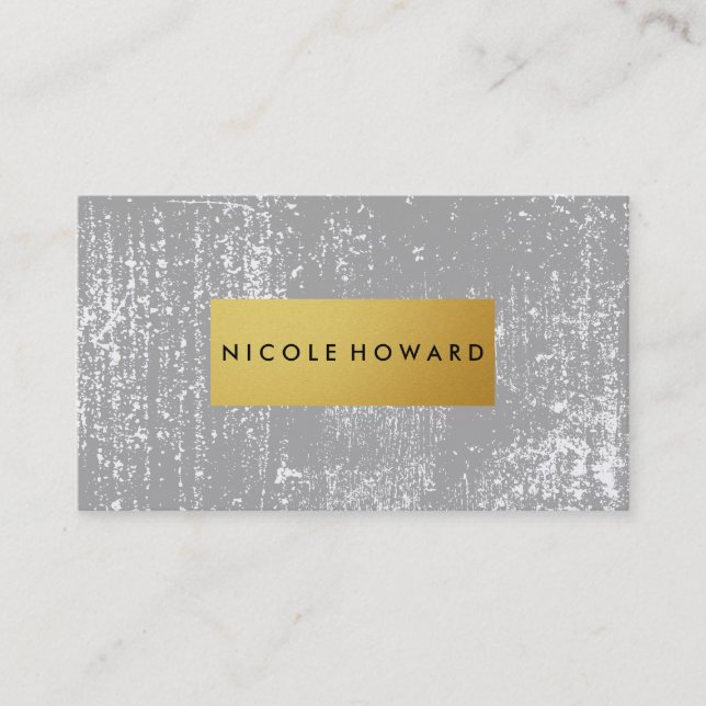 Modern Grunge and Stylish Metallic Faux Gold Business Card (Front)