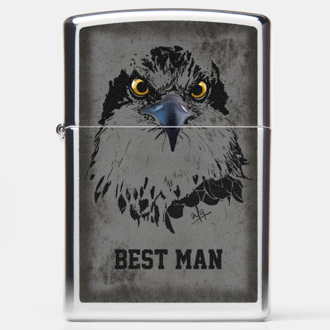 Modern Grunge Artsy Gray Osprey King of Birds Zippo Lighter (Front)