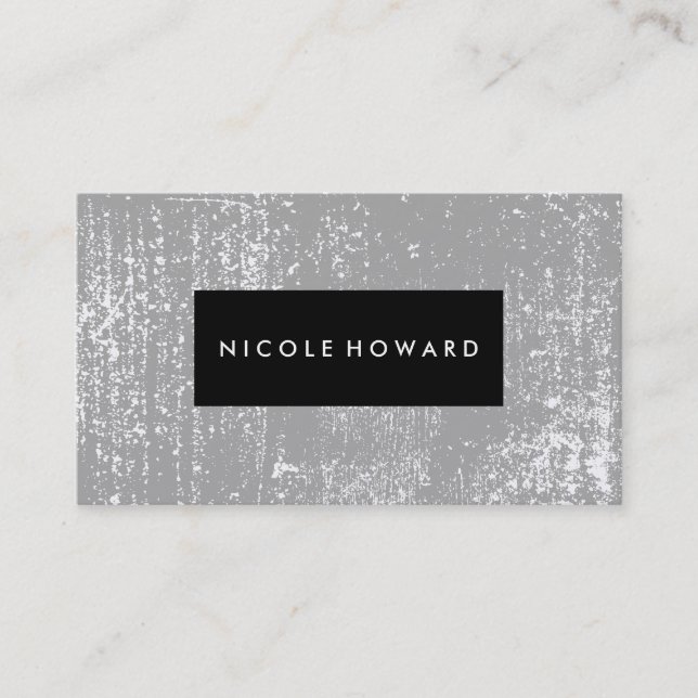 Modern Grunge Black Frame Gray Background Business Card (Front)