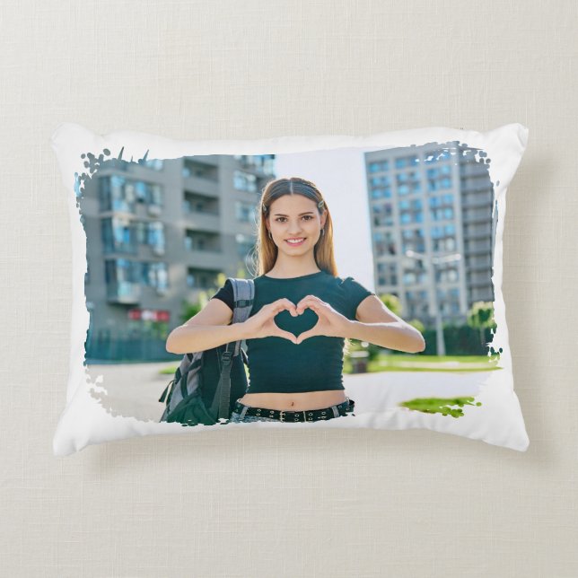 Modern Grunge Border Photo Accent Pillow (Front)