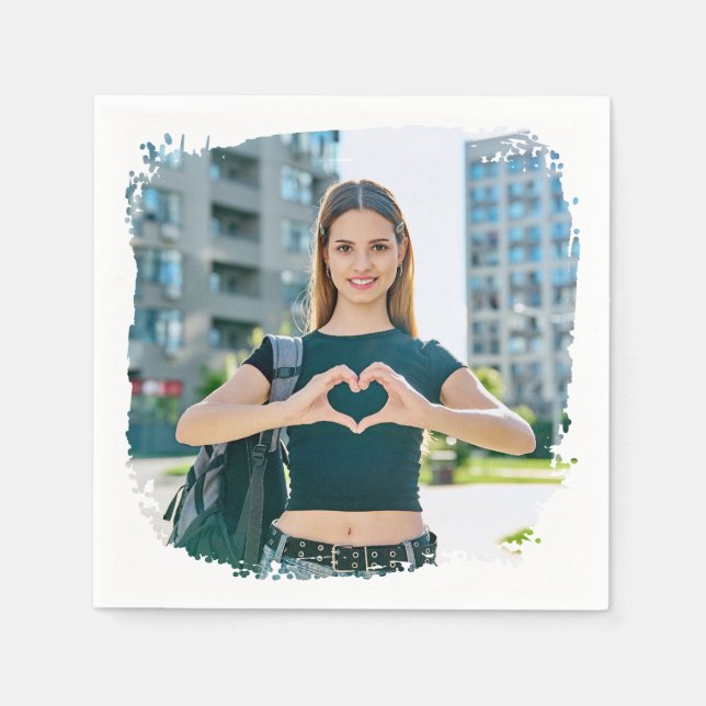 Modern Grunge Border Photo Napkins (Front)