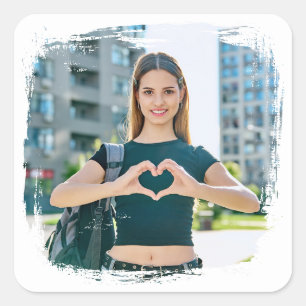 Modern Grunge Border Photo Square Sticker