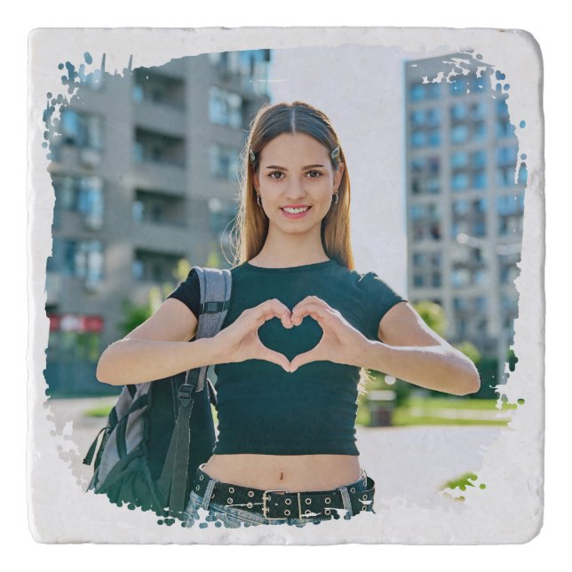 Modern Grunge Border Photo Trivet (Front)