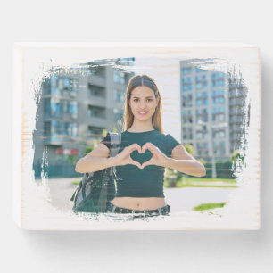 Modern Grunge Border Photo Wooden Box Sign