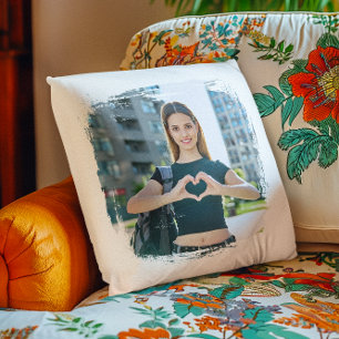 Modern Grunge Border Photos Throw Pillow