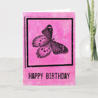 Modern Grunge Butterfly Birthday Card