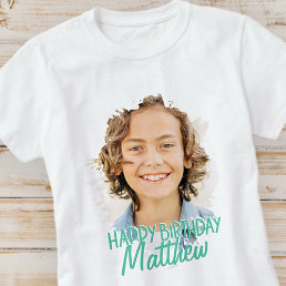 Modern Grunge Cool Custom Photo Birthday Greeting T-Shirt