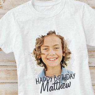 Modern Grunge Cool Custom Photo Birthday Greeting T-Shirt