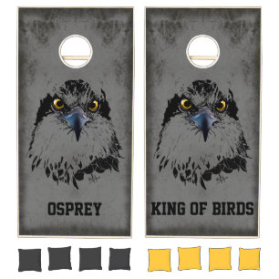 Modern Grunge Gray Osprey King of Birds Cornhole Set