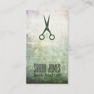 modern grunge green hairstylist hair stylist business card