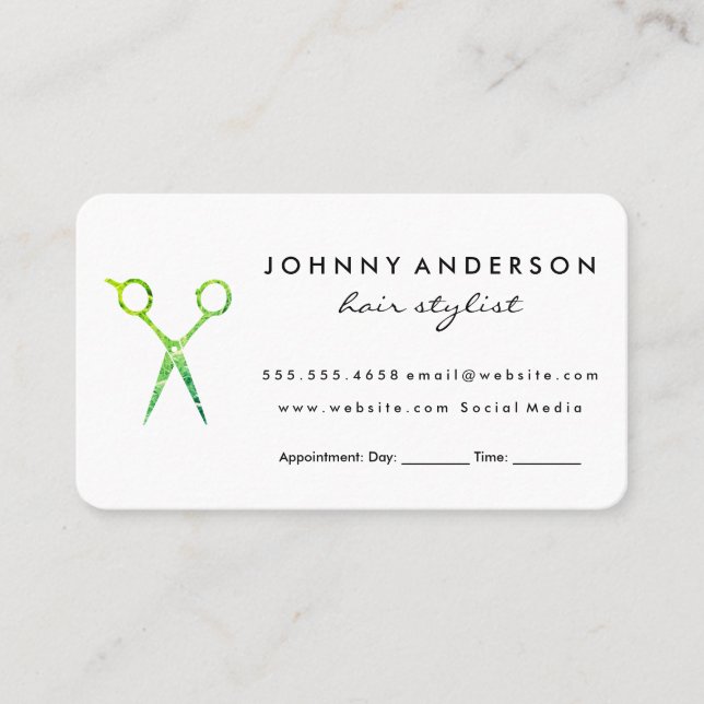 Modern Grunge Green Scissors Appointment II (Front)