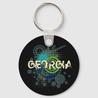 Modern Grunge Halftone Georgia Keychain Dark