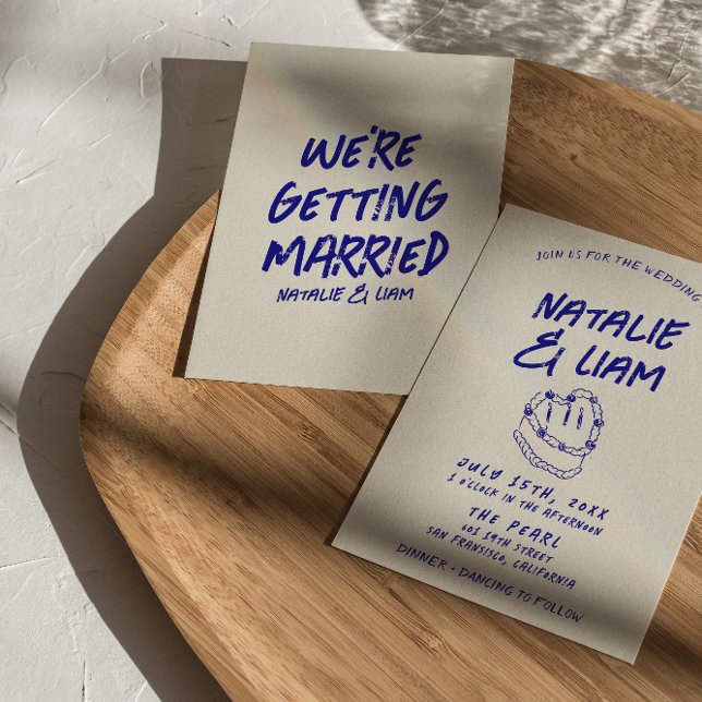 Modern Grunge Hand Drawn Cake Retro Bold Wedding  Invitation (Creator Uploaded)
