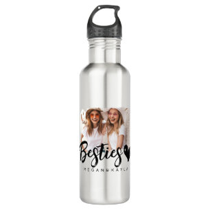 Modern Grunge Heart Best Friends BFF Photo Stainless Steel Water Bottle