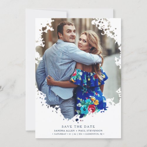 Modern Grunge Ink Frame Photo Engaged Wedding