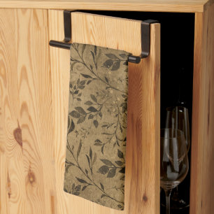 Modern Grunge Leaf Pattern - Kitchen Towel