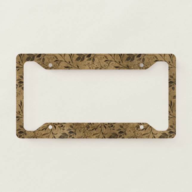 Modern Grunge Leaf Pattern License Plate Frame (Front)
