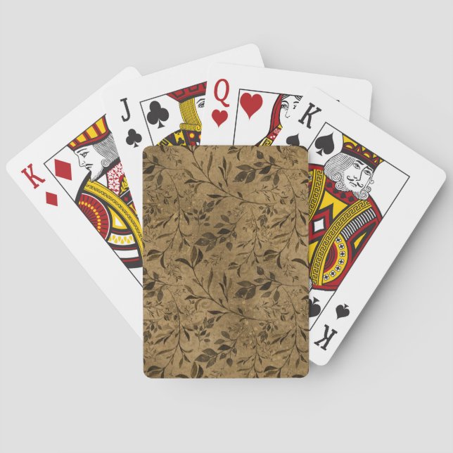 Modern Grunge Leaf Pattern - Playing Cards (Back)