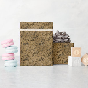 Modern Grunge Leaf Pattern Wrapping Paper Roll   