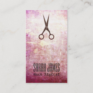 modern grunge pink hairstylist hair stylist business card
